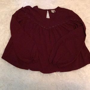 Paper crane burgundy top